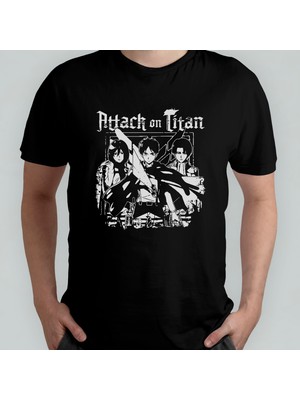 Pixxa Attack On Titan Unisex %100 Pamuklu Bisiklet Yaka T-Shirt Model 4