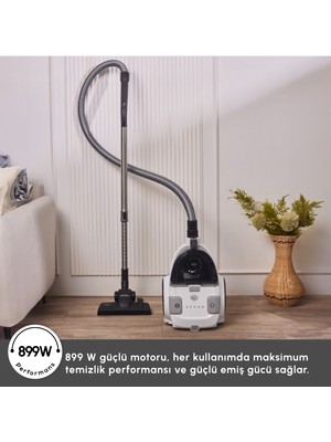 Karaca Vantuz Action Force X10 899 Watt Toz Torbasız Elektrikli Süpürge White