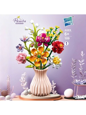 Tosont Çiçek Blok Maket Puzzle Yapboz Hediyelik El Yapımı Süs (Yurt Dışından)