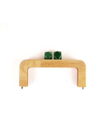 20 cm Ahşap Burs Yeşil Akrilik Boncuk Başlıklı Çanta Bursu Natural Renk