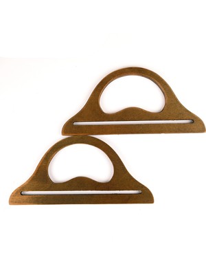 C Model Köprülü Ahşap Çanta Sapı 25 x 12 cm Kahverengi
