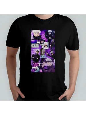 Pixxa Jujutsu Kaisen Satoru Gojo Unisex %100 Pamuklu Bisiklet Yaka T-Shirt Model 5
