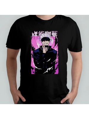 Pixxa Jujutsu Kaisen Satoru Gojo Unisex %100 Pamuklu Bisiklet Yaka T-Shirt Model 13