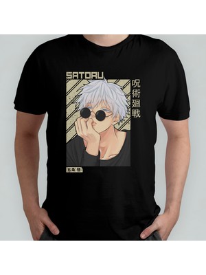 Pixxa Jujutsu Kaisen Satoru Gojo Unisex %100 Pamuklu Bisiklet Yaka T-Shirt Model 23