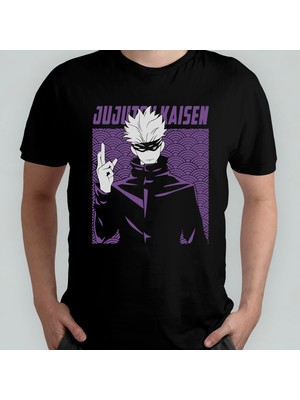 Pixxa Jujutsu Kaisen Satoru Gojo Unisex %100 Pamuklu Bisiklet Yaka T-Shirt Model 18