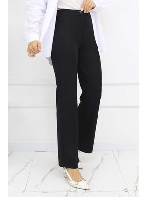 Düğmeli Palazzo Pantolon Siyah