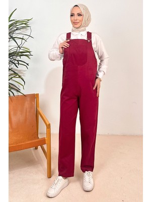 İlkimay.com Casel Önü Cepli Tulum 1419 - Bordo