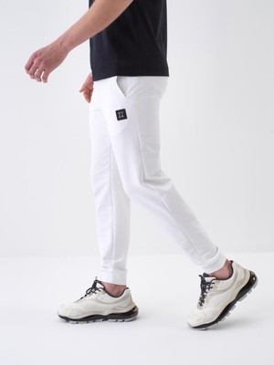 Xint Erkek Beyaz Pamuk Dokulu Regular Fit Sweat Pantolon