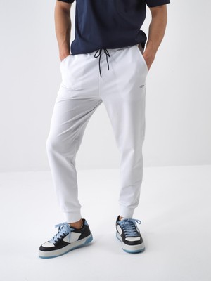 Xint Erkek Beyaz Pamuk Dokulu Regular Fit Sweat Pantolon