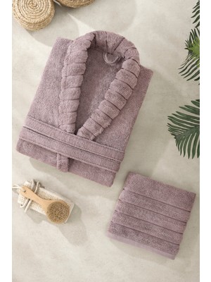 Bornoz - Havlu Seti Carla Indigo Mürdüm S/M+50X90CM