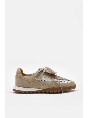 Nilufarr Minova Bej Hakiki Deri Kadın Sneaker