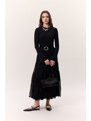 Manuka Crush Piliseli Uzun Etek Lacivert