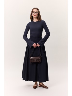 Manuka Büzgülü Gabardin Etek Kırmızı