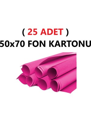 Tifoys ( 25 Adet ) 50X70 cm Fuşya Renkli Fon Kartonu Rulo Canlı Renk Büyük Boy Anaokulu Kreş Okul