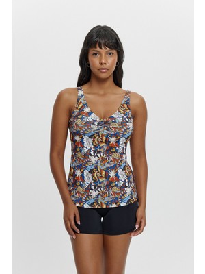 T14004 Şortlu V Yaka Tankini