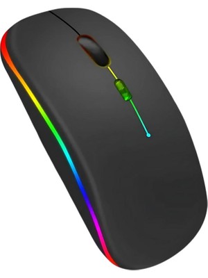 Polham Şarjlı Rgb Işıklı Çift Modlu Kablosuz Mouse, Laptop, Tablet, Telefon, Tv Uyumlu Mouse Süper Sessiz