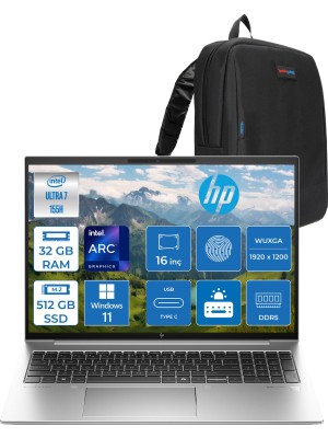 Hp Elitebook 860 G11 Wolfpro Intel ULTRA7-155H 32 GB Ddr5 512 GB SSD 16'' Wuxga Windows 11 Pro Taşınabilir Bilgisayar 9970P1ETW09+ZETTAÇANTA