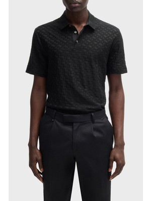 Boss Monogram Logo Baskılı Regular Fit Düğmeli Polo Yaka T Shirt Erkek Polo Yaka T Shirt 50537132 001