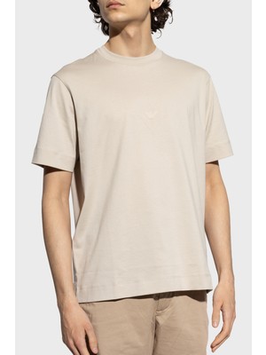 Emporio Armani Kabartmalı Logo  Pamuk Regular Fit Bisiklet Yaka T Shirt Erkek T Shirt EM001040 AF13669 U1098