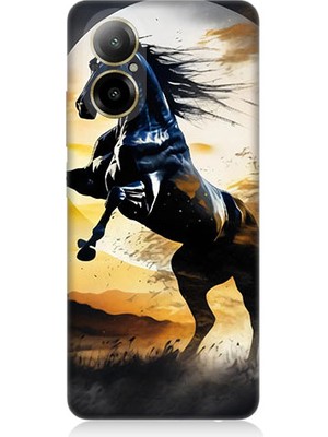 Teknomeg Realme 12 Lite Uyumlu Şaha Kalkmış At  Desenli Silikon Kılıf