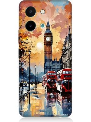 Teknomeg Vivo Y28 Uyumlu Londra Sokakları  Desenli Silikon Kılıf