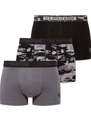 U.s. Polo Assn. Erkek Siyah - Antrasit - Baskılı 3 Lü Boxer