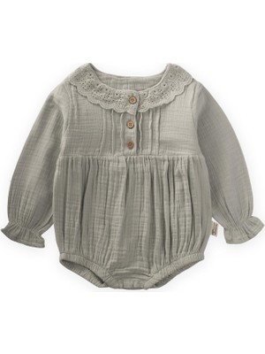 Cigit Fisto Yakalı Mevsimlik Organik Müslin Zıbın 0-2 Yaş Su Yeşili