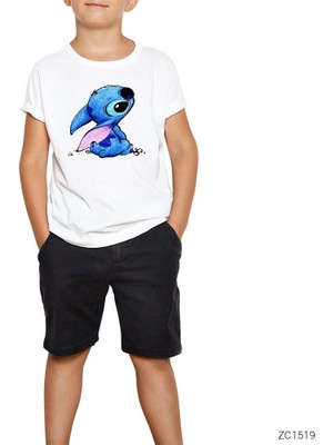 Cute Stitch Beyaz Çocuk Tişört