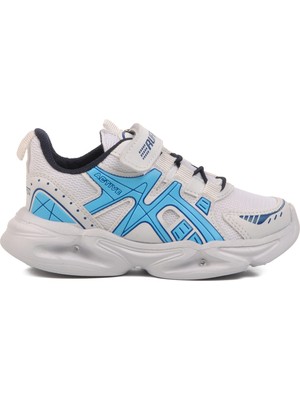 Ruffon Beyaz Lacivert Cırtlı Fileli Hafif  Çocuk Spor Ayakkabı 2351 P