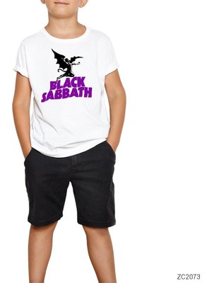 Black Sabbath Cover Beyaz Çocuk Tişört