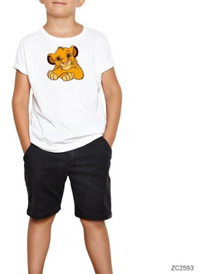 Aslan Kral Minik Simba Beyaz Çocuk Tişört