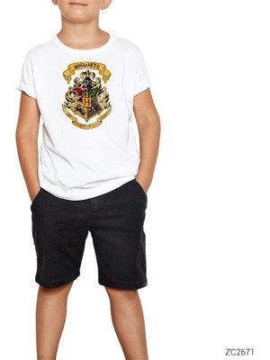 Harry Potter Hogwarts Logo Beyaz Çocuk Tişört