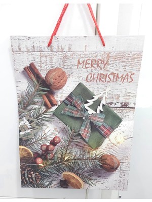 Yılbaşı Simli Karton Hediye Çanta Parti Rengarenk Kutlama Large 30X40X12CM Poşet Tutma Ipli 1 Adet