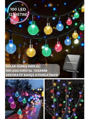 Technojet 100 Top Ledli Solar Kristal Bahçe Dekorasyon Aydınlatma Rgb Işık Güneş Enerjili RGB Çok Renkli Işık