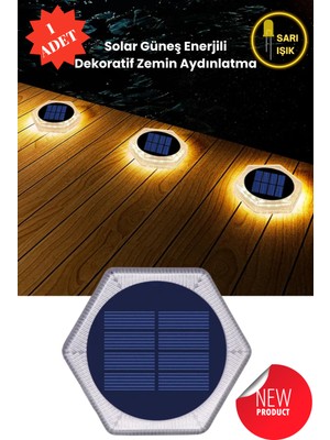 Trendpoint (1ADET) Güneş Enerjili Dekoratif Zemin Aydınlatma Solar Bahçe Peyzaj Kaliteli Premium LED