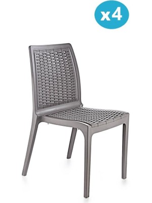 Omnipazar SY-2523 Rattan Bahçe Sandalye 4'lü Set