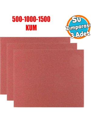 Araç Otomotiv Far Temizleme Parlatma Ince Kalın Su Zımpara Seti Kağıt 500-1000-1500 Kum (3 Adet)