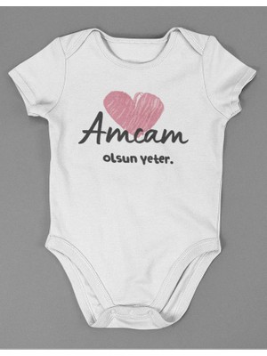 Sevbano Amcam Olsun Yeter ! Yazılı Pamuklu Yumuşak Unisex Çıtçıtlı Body Zıbın