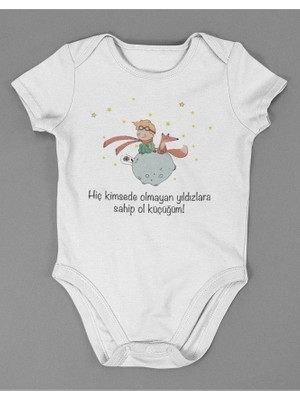 Sevbano Yıldızlara Sahip Ol Küçüğüm ! Yazılı Pamuklu Yumuşak Unisex Çıtçıtlı Body Zıbın