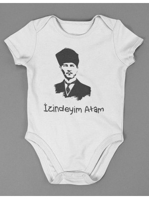 Sevbano Izindeyiz Atam ! Yazılı Pamuklu Yumuşak Unisex Çıtçıtlı Body Zıbın