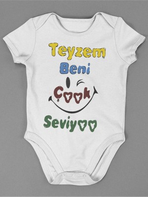 Sevbano Teyzem Beni Çook Seviyoo ! Yazılı Pamuklu Yumuşak Unisex Çıtçıtlı Body Zıbın