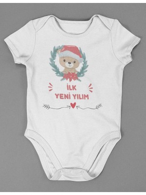 Sevbano Ilk Yeni Yılım ! Yazılı Pamuklu Yumuşak Unisex Çıtçıtlı Body Zıbın