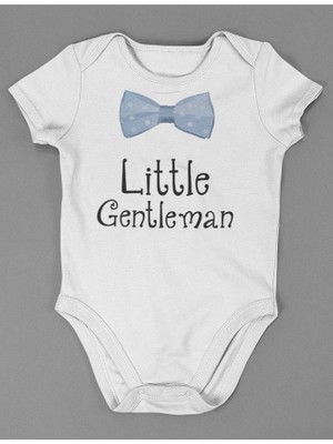 Sevbano Little Gentleman ! Yazılı Pamuklu Yumuşak Unisex Çıtçıtlı Body Zıbın
