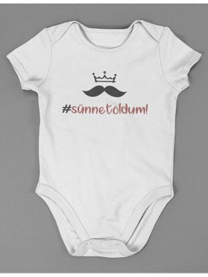 Sevbano Sünnet Oldum ! Yazılı Pamuklu Yumuşak Unisex Çıtçıtlı Body Zıbın