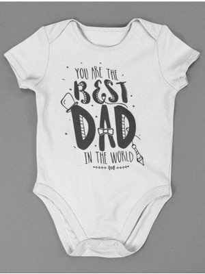 Sevbano You Are The Best Dad In The World ! Yazılı Pamuklu Yumuşak Unisex Çıtçıtlı Body Zıbın