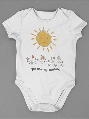 Sevbano You Are My Sunshine ! Yazılı Pamuklu Yumuşak Unisex Çıtçıtlı Body Zıbın