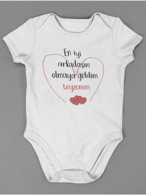 Sevbano En Iyi Arkadaşın Olmaya Geldim Teyzem ! Yazılı Pamuklu Yumuşak Unisex Çıtçıtlı Body Zıbın