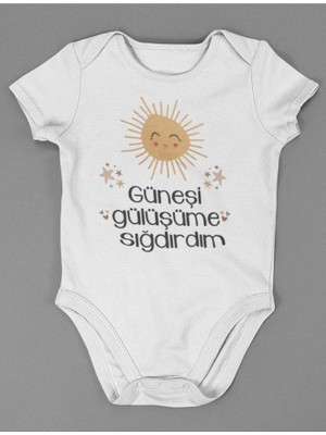 Sevbano Güneşi Gülüşüme Sığdırdım ! Yazılı Pamuklu Yumuşak Unisex Çıtçıtlı Body Zıbın