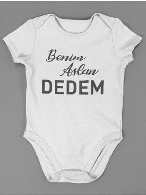 Sevbano Benim Aslan Dedem ! Yazılı Pamuklu Yumuşak Unisex Çıtçıtlı Body Zıbın