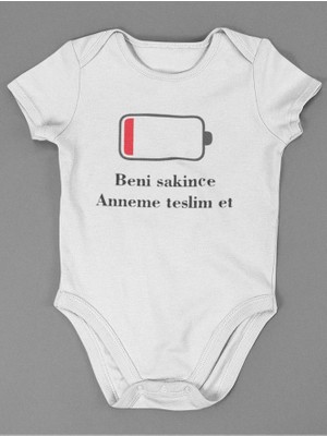 Sevbano Beni Sakince Anneme Teslim Et ! Yazılı Pamuklu Yumuşak Unisex Çıtçıtlı Body Zıbın